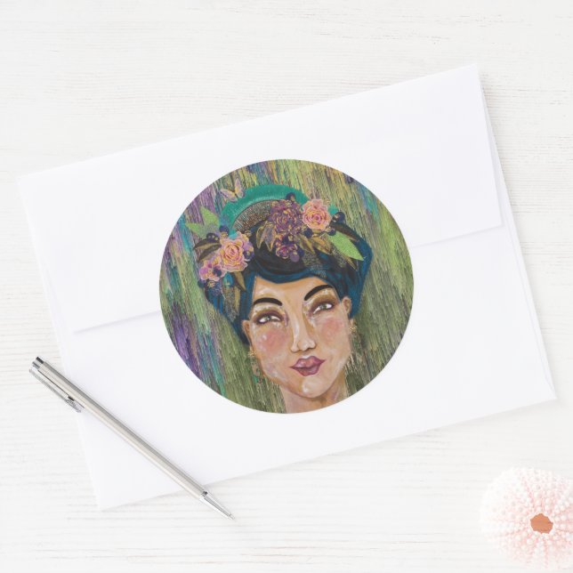 Sticker Rond Empress Amethyst Asiatique Noble Reine (Enveloppe)
