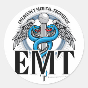 Sticker Rond EMT Caduceus Blue