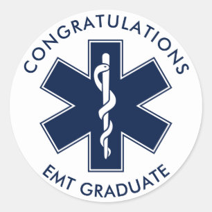 Sticker Rond EMT Star of Life Symbole Texte personnalisé