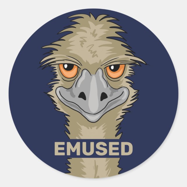 Sticker Rond Emused Funny Emu Pun (Devant)