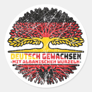 Sticker Rond en albanais, allemand, sapin, racine