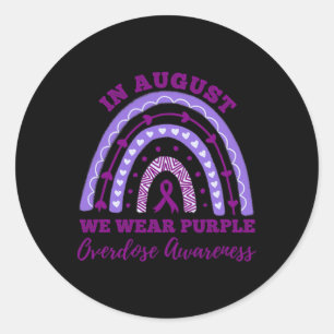 Sticker Rond En Août, Nous Portons Violet Surdose Sensibilisati