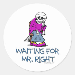Sticker Rond En Attendant M. Right