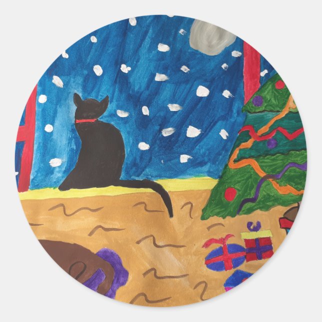 Sticker Rond En Attente De Noël (Devant)