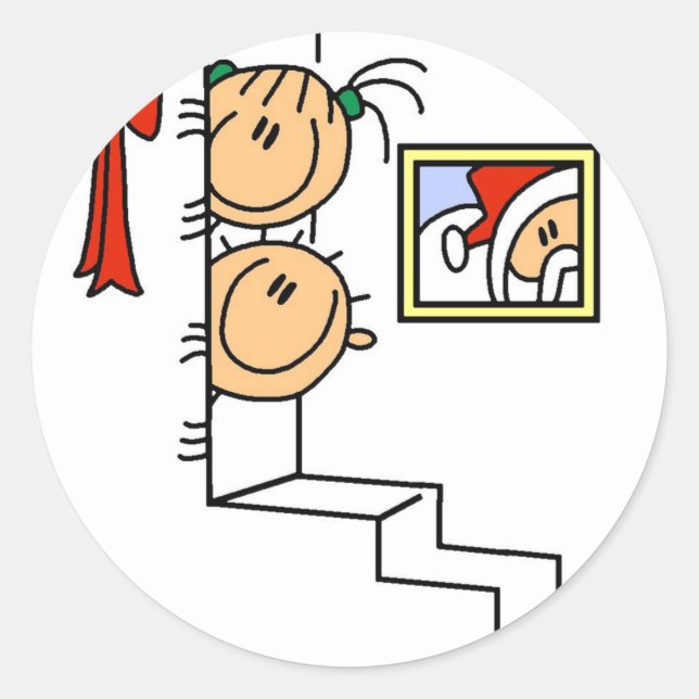 Sticker Rond En attente des T-shirts et cadeaux Père Noël (Devant)