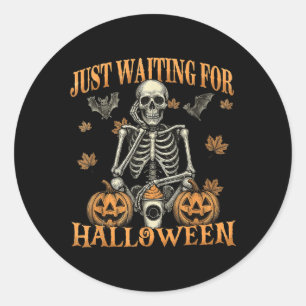 Sticker Rond En Attente D'Halloween Funny Skeleton Éffrayant S
