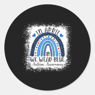 Sticker Rond En avril, nous portons du bleu Mois de la sensibil