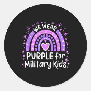 Sticker Rond En Avril Nous Portons Violet Enfants Militaires Mi