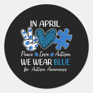 Sticker Rond en avril Porter du bleu pour la sensibilisation à