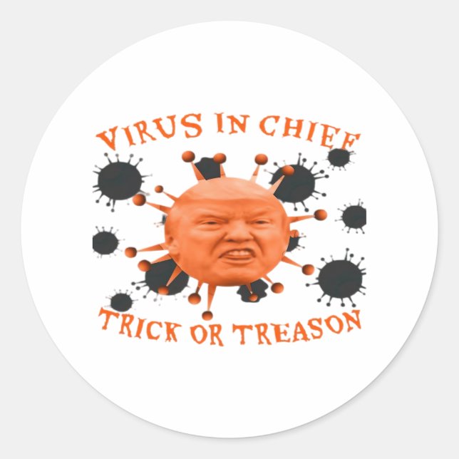Sticker Rond En Chef, Trick Ou Treat, Anti-Halloween Politique (Devant)