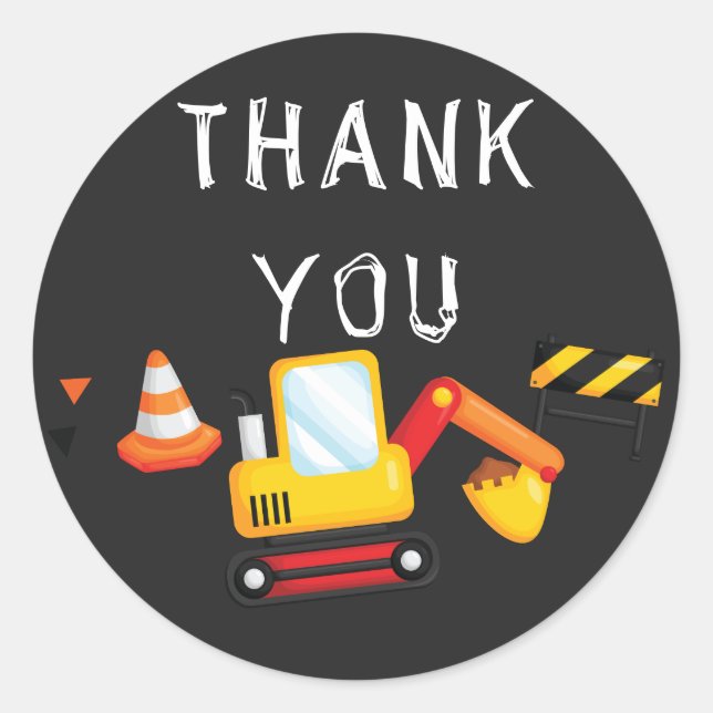 Sticker Rond En construction Anniversaire Merci Chalkboard (Devant)
