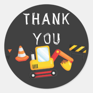 Sticker Rond En construction Anniversaire Merci Chalkboard