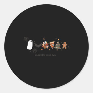 Sticker Rond En Da Clerb Nous Famions Tous Halloween Thanksgivi