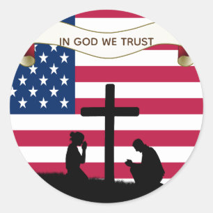 Sticker Rond En Dieu, Nous Avons Confiance À Prier America Cust