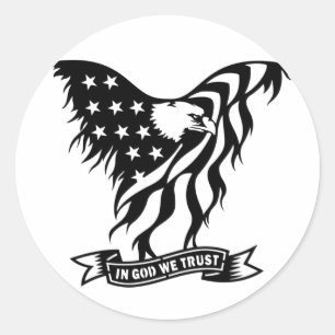 Sticker Rond En Dieu, nous faisons confiance  Drapeau d'aigle a