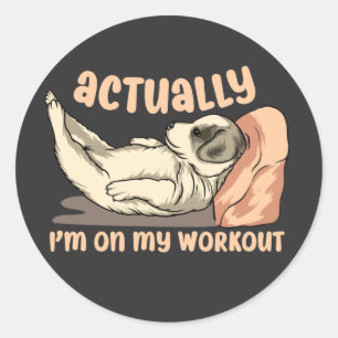 Sticker Rond En fait, je suis sur mon entraînement Funny Dog mè