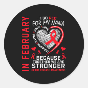 Sticker Rond En février, je vais au rouge pour la maladie cardi