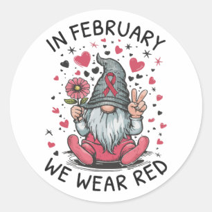Sticker Rond En février, nous portons du rouge pour la sensibil