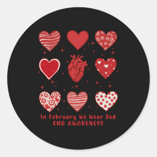 Sticker Rond En Février Nous Portons Red Chd Sensibilisation au