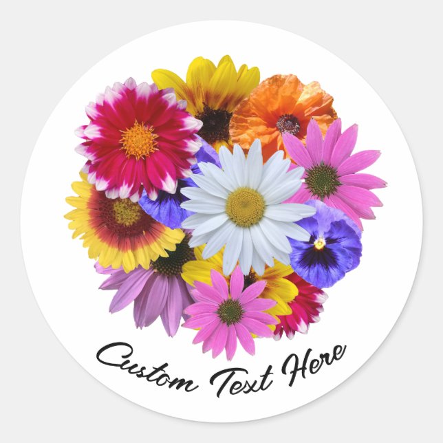 Sticker Rond En Fleur - Bouquet floral rond (Devant)
