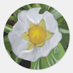 Sticker rond en fleur de fraise