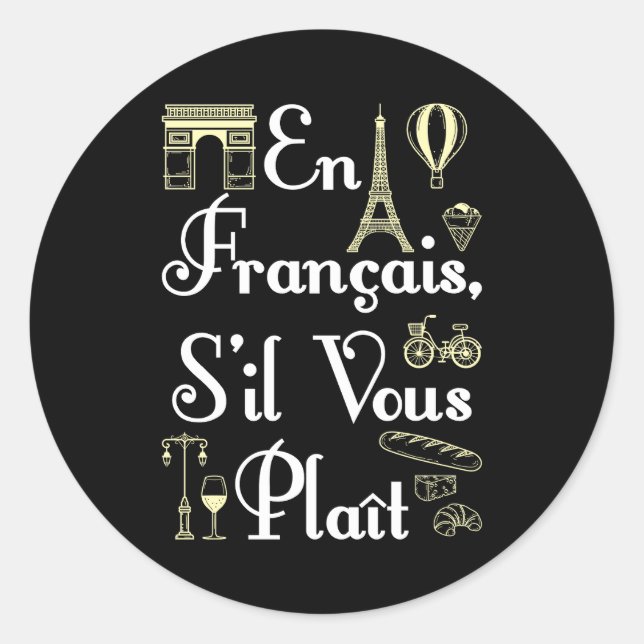 Sticker Rond En Francais S'il vous Plait Enseignant Français (Devant)