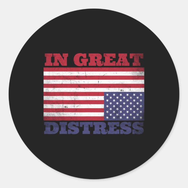 Sticker Rond En Grande Détresse À L'Encontre Du Drapeau América (Devant)