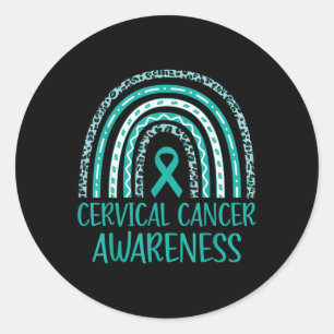 Sticker Rond En Janvier, Nous Portons Un Cancer Du Col Turquois