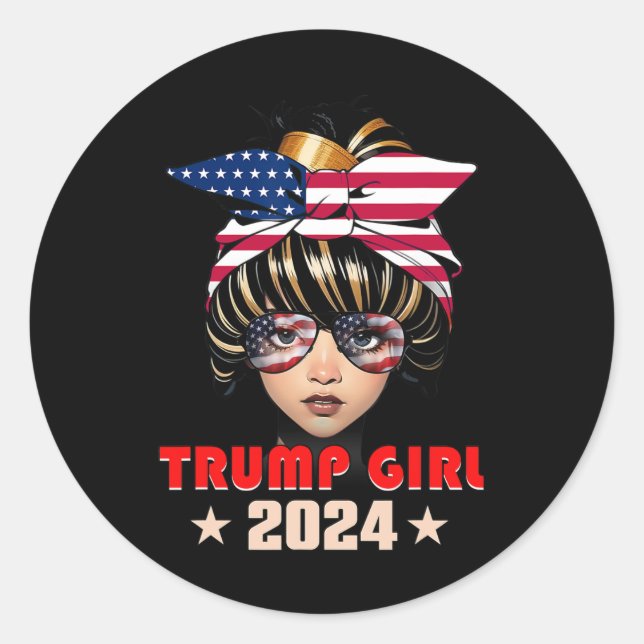 Sticker Rond En Juillet Trump 45 47 Trump Girl 2024 (Devant)