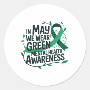 Sticker Rond En mai, nous portons du vert pour la sensibilisati
