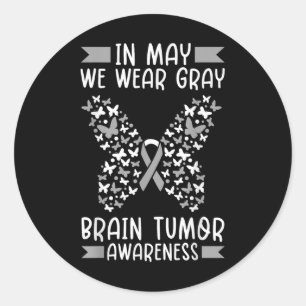 Sticker Rond En Mai, Nous Portons Gris Cerveau Cancer Tumeur Se