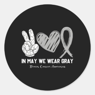 Sticker Rond En Mai, Nous Portons Gris Cerveau Mois de sensibil