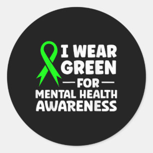 Sticker Rond En Mai, Nous Portons Le Vert Pour La Sensibilisati