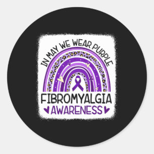 Sticker Rond En Mai, Nous Portons Violet Fibromyalgie Sensibili