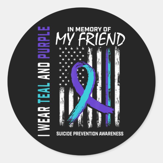Sticker Rond En mémoire Ami Prévention du suicide Amer (Devant)