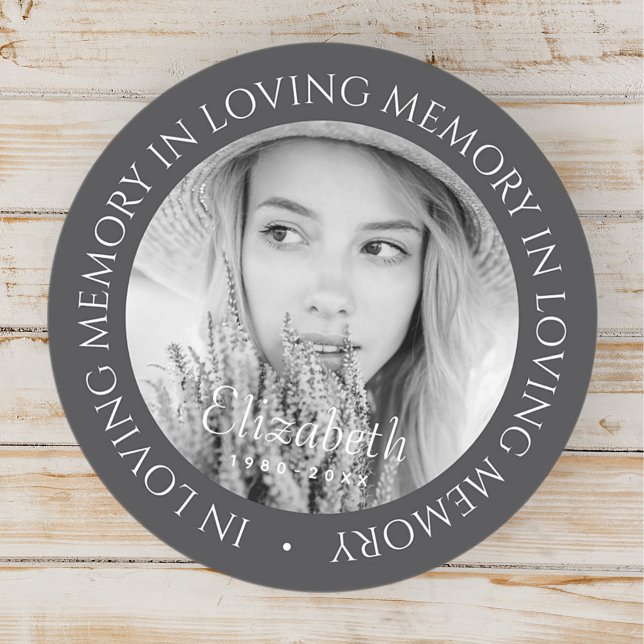 Sticker Rond En Mémoire d'amour Simple Photo personnalisée mode (Créateur téléchargé)