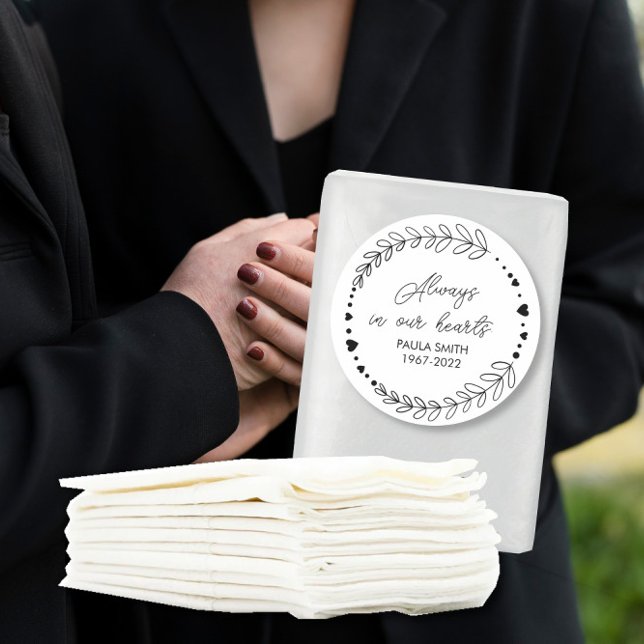 Sticker Rond En Mémoire de Cadeau Funéraire Toujours dans Nos C (Créateur téléchargé)