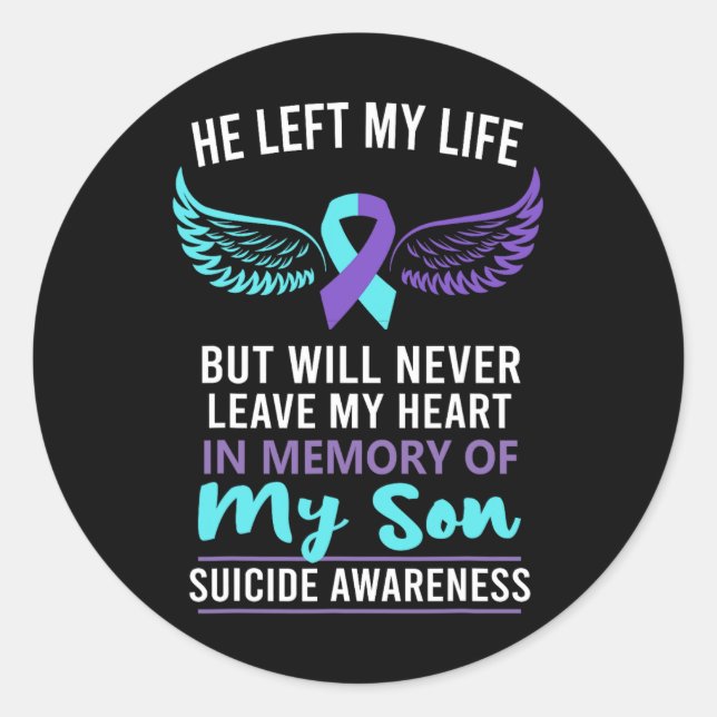 Sticker Rond En Mémoire De La Prévention Du Suicide Du Fils (Devant)