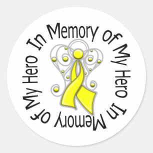 Sticker Rond En mémoire de mon héros Sarcoma Angel Wings