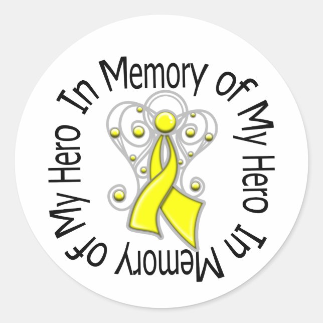 Sticker Rond En mémoire de mon héros Sarcoma Angel Wings (Devant)