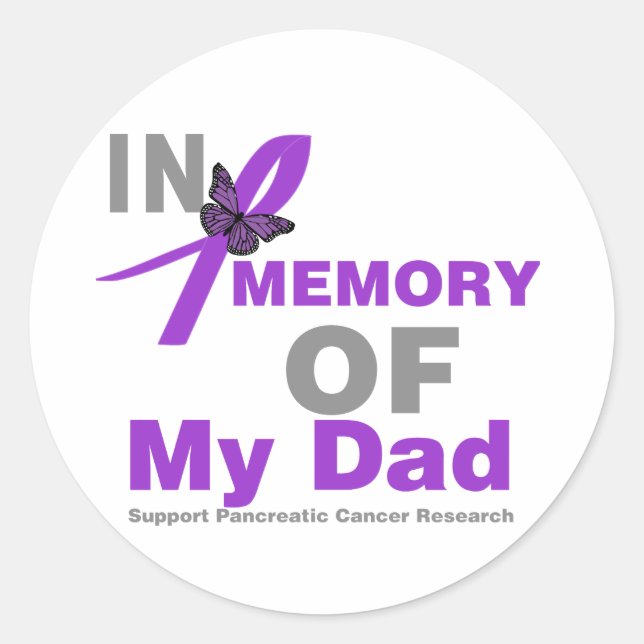 Sticker Rond En mémoire de mon père cancer du pancréas (Devant)