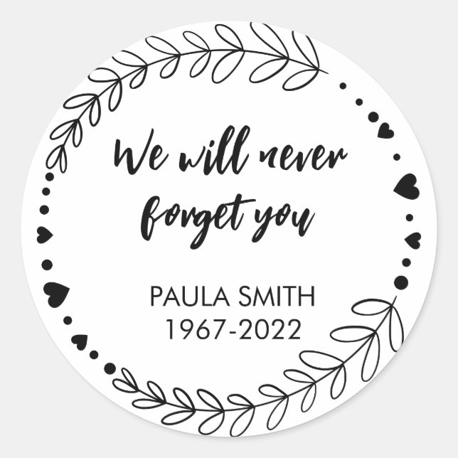 Sticker Rond En Mémoire De. Nous ne vous oublierons jamais Clas (Devant)