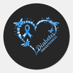 Sticker Rond En Novembre Nous Portons Bleu Cure Diabète Sensibi