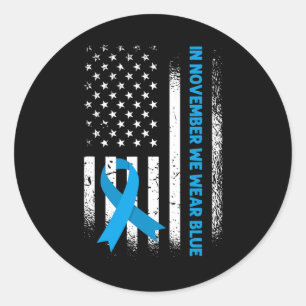 Sticker Rond En Novembre, Nous Portons Bleu - T1d Sensibilisati
