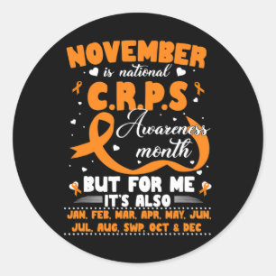 Sticker Rond En Novembre Nous Portons Orange Ribbon CRPS Sensib