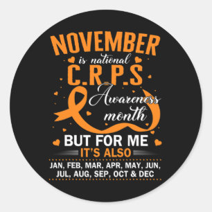 Sticker Rond En Novembre Nous Portons Orange Ribbon Crps Sensib