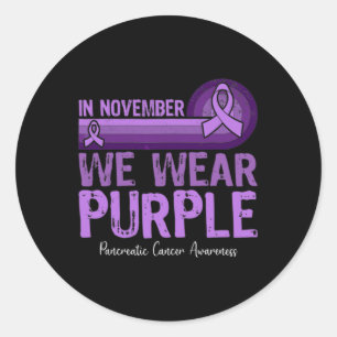 Sticker Rond En Novembre Nous Portons Violet Cancer Pancréatiqu