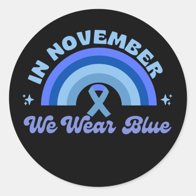 Sticker Rond En novembre We Wear Blue, Rainbow (Devant)