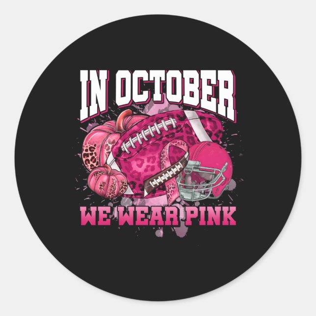 Sticker Rond En Octobre Nous Portons K Ribbon Tackle Cancer du  (Devant)