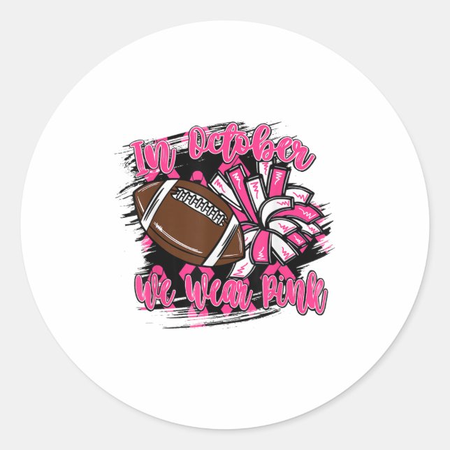 Sticker Rond En Octobre Nous Portons Nk Football Cancer Du Sein (Devant)